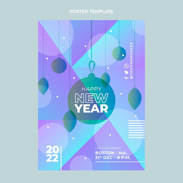 Free vector gradient new year vertical poster template