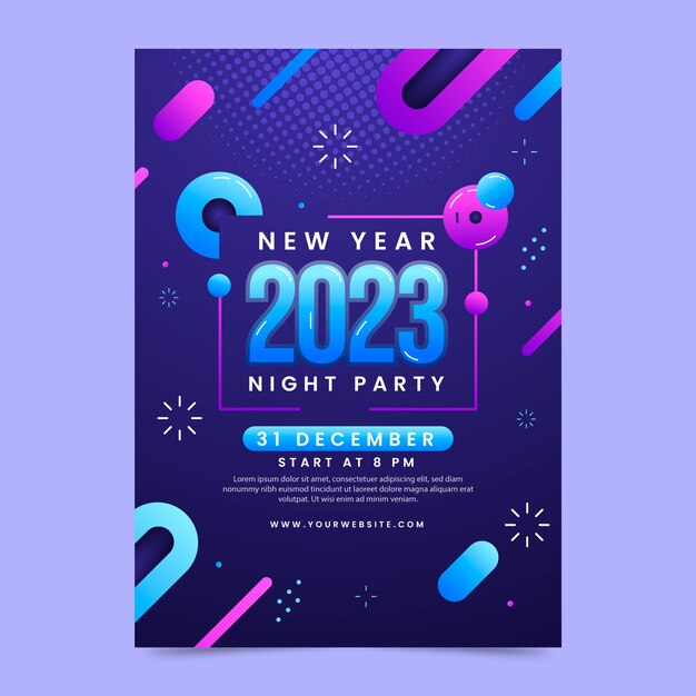 Gradient new year vertical poster template