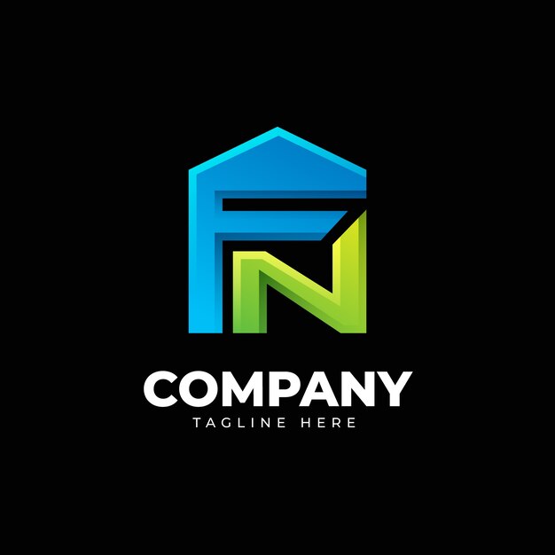 Gradient nf or fn logo template