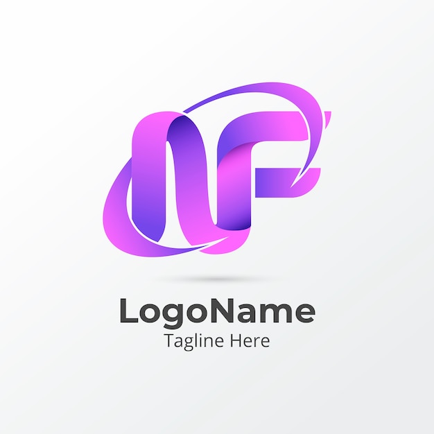 Gradient nf or fn logo template