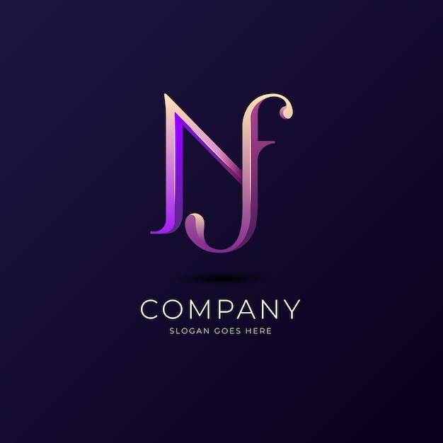 Free vector gradient nf or fn logo template