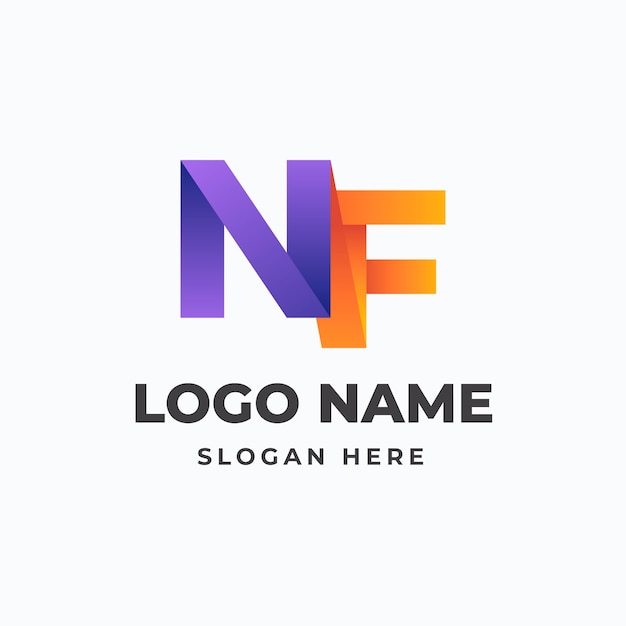 Gradient nf or fn logo template