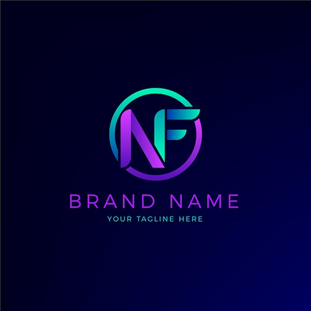 Gradient nf or fn logo template