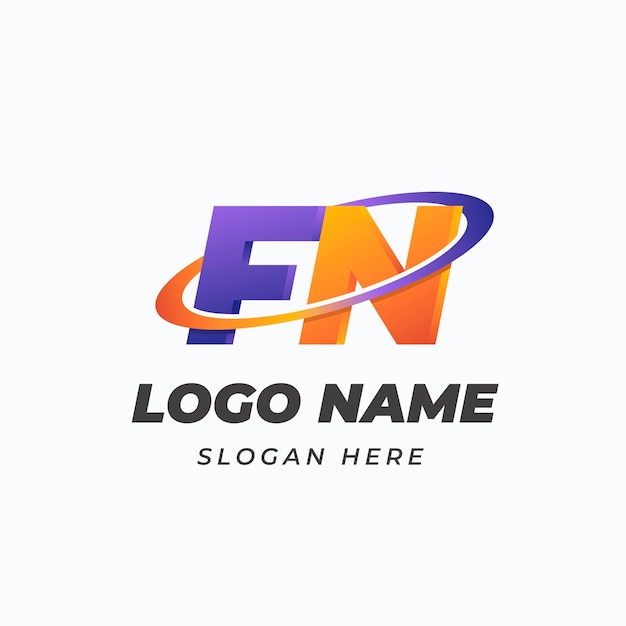 Бесплатное векторное изображение Шаблон логотипа градиент nf или fn