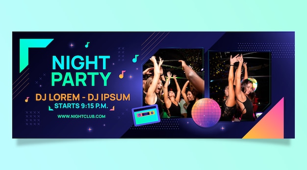 Gradient night club facebook cover template