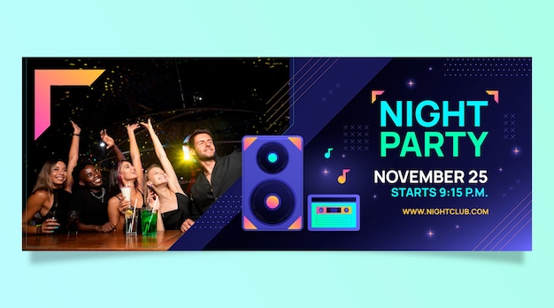 Free vector gradient night club facebook cover