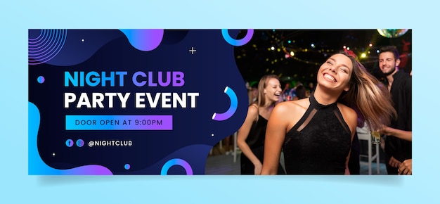 Free vector gradient night club facebook cover