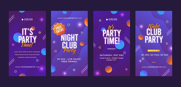 Free vector gradient night club instagram stories