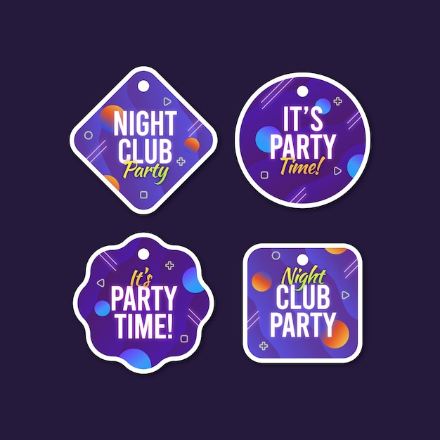 Free vector gradient night club labels template