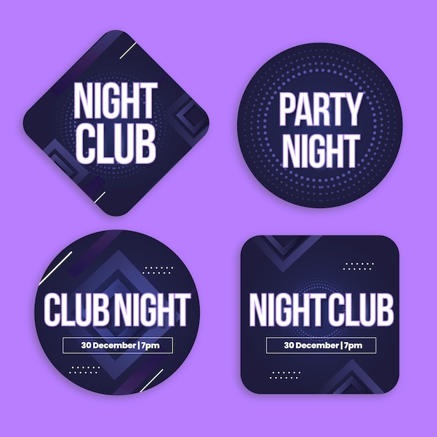 Free vector gradient night club labels