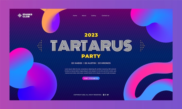 Free vector gradient night club landing page template