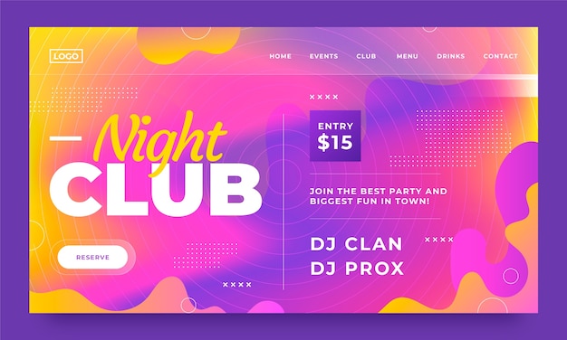 Gradient night club landing page