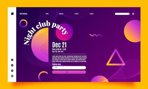 Gradient night club landing page