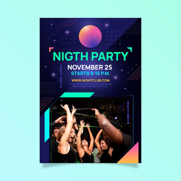 Gradient night club poster template