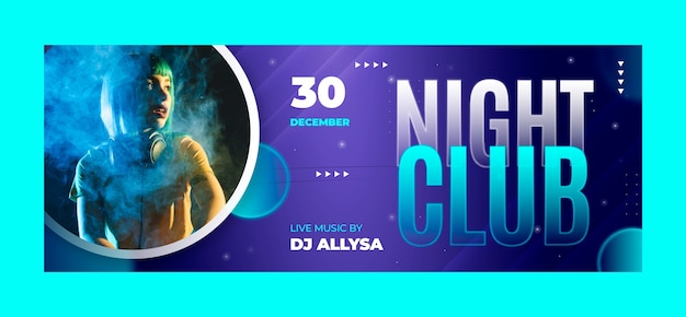 Gradient night club social media cover template