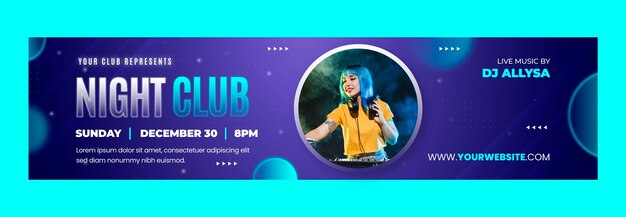 Gradient night club twitch banner template