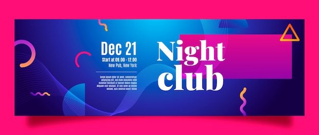 Free vector gradient night club twitter header