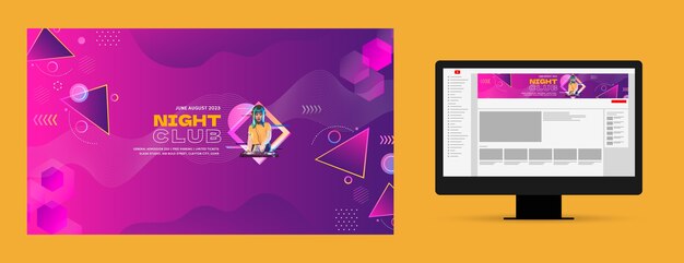 gradient night club youtube channel art