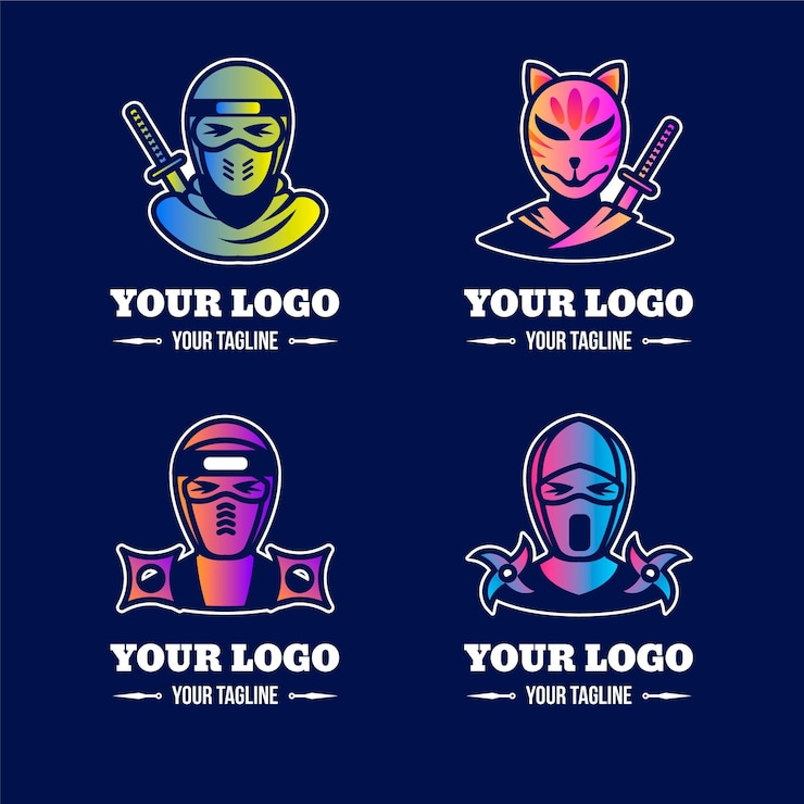 Free Vector gradient ninja logo templates