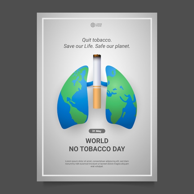 Gradient no tobacco day vertical poster template