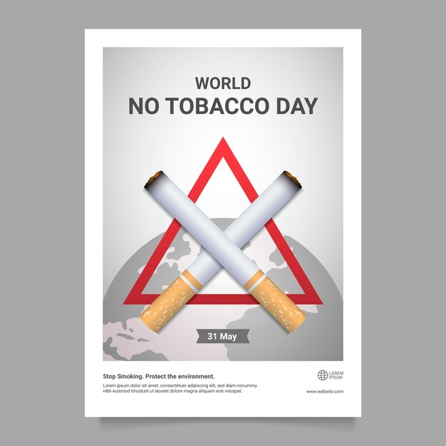 그라디언트 금연의 날 수직 포스터 템플릿