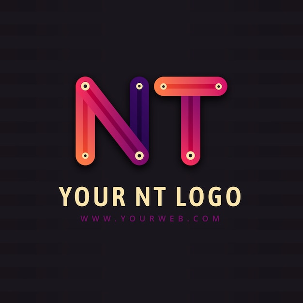 Шаблон логотипа градиент nt или tn
