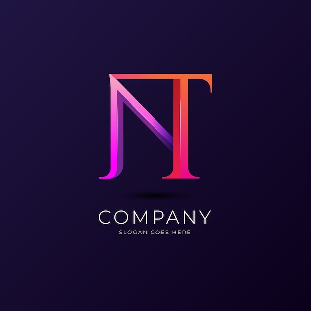 Шаблон логотипа градиент nt или tn