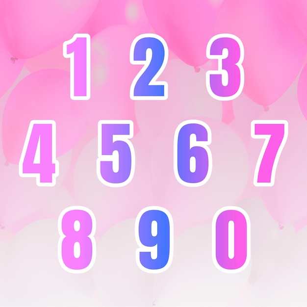 Gradient number with white border set