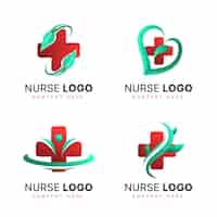 Vettore gratuito collezione logo infermiera gradiente