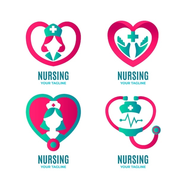 Free vector gradient nurse logo template collection