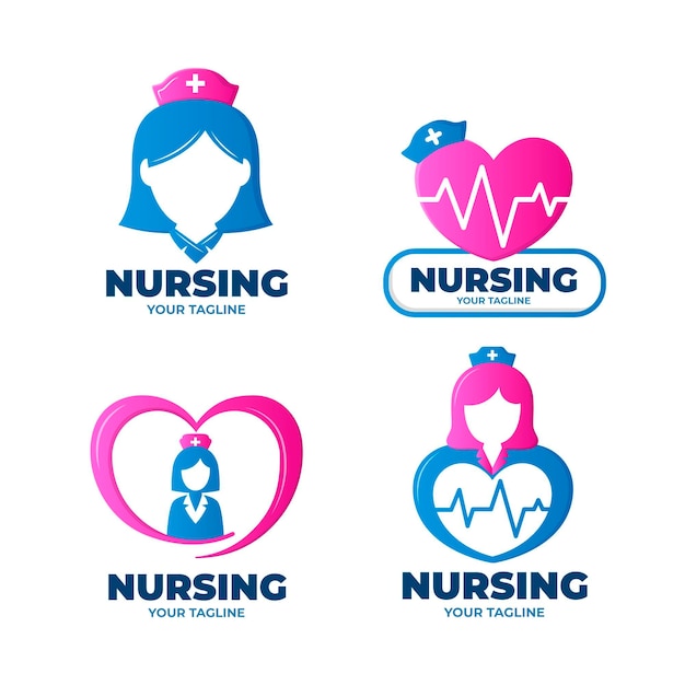 Free vector gradient nurse logo template collection