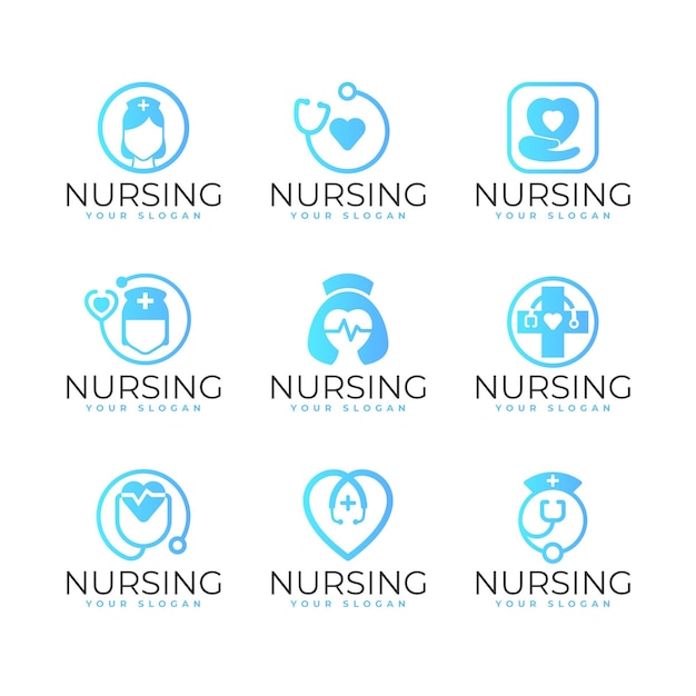 Шаблоны логотипов градиентной медсестры