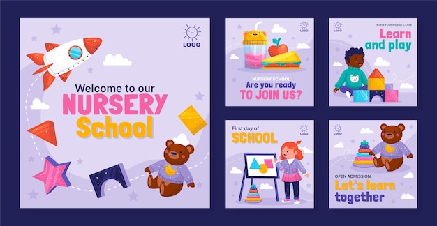 Gradient nursery school instagram posts collection