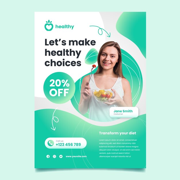 Gradient nutritionist job poster template