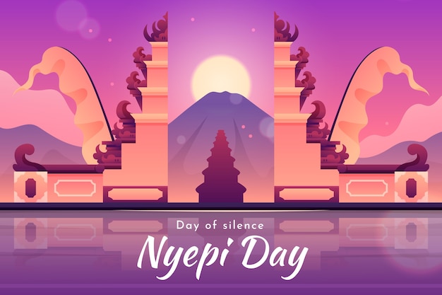 Free vector gradient nyepi celebration background