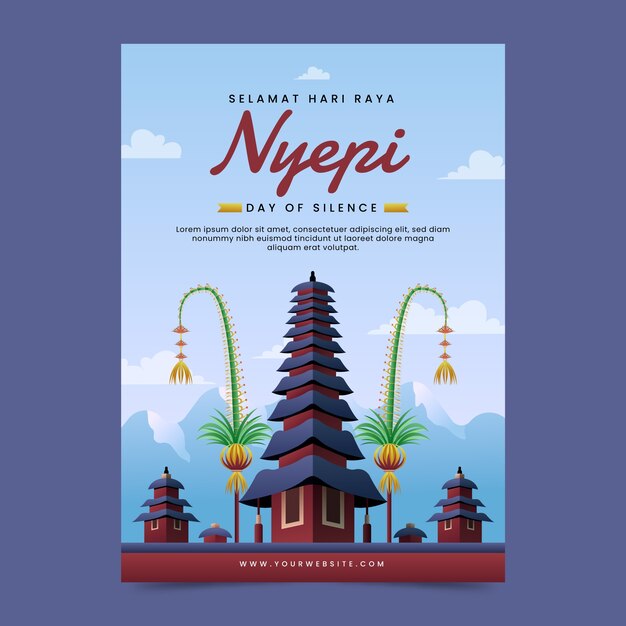 그라디언트 nyepi 축하 세로 포스터 템플릿