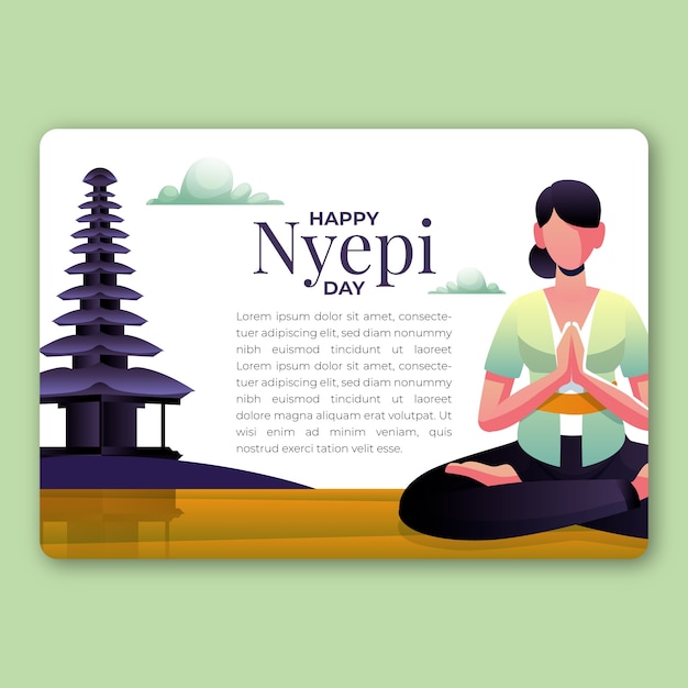 무료 벡터 그라데이션 nyepi 인사말 카드 서식 파일