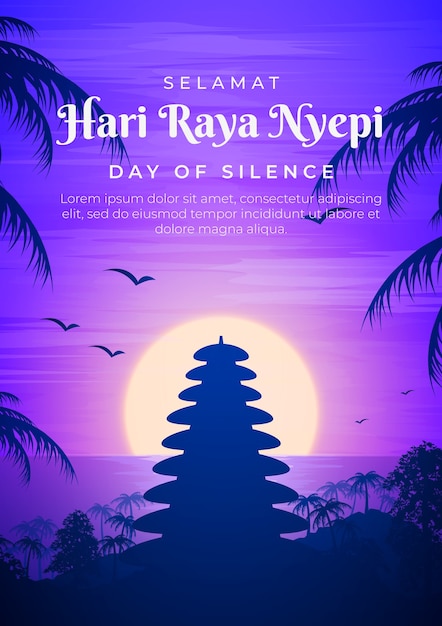 Gradient nyepi greeting card template