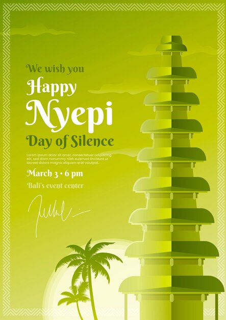 Gradient nyepi greeting card template