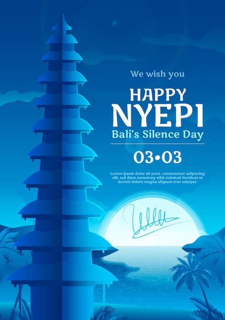 무료 벡터 그라데이션 nyepi 인사말 카드 서식 파일