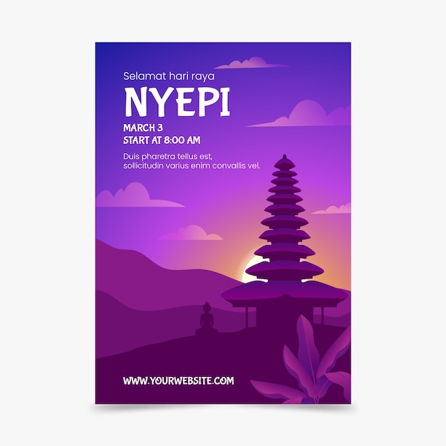 Градиентный шаблон вертикального плаката nyepi