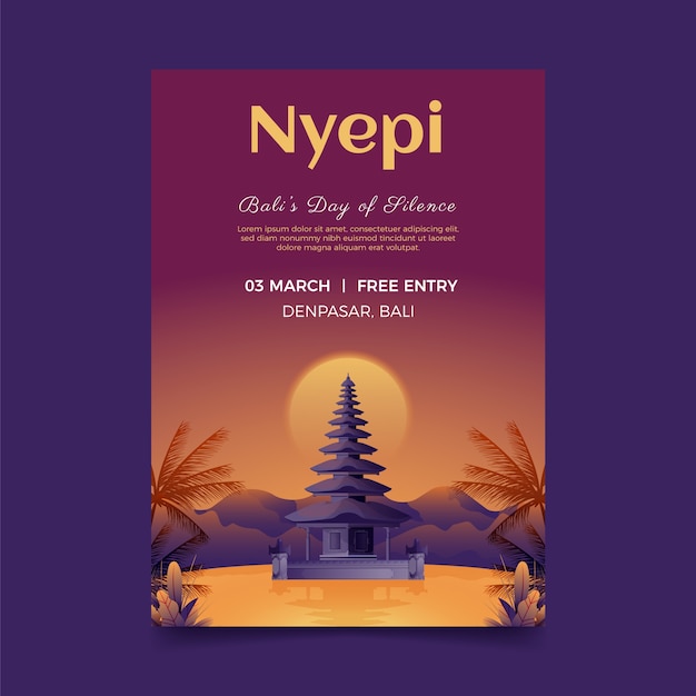 Бесплатное векторное изображение Градиентный шаблон вертикального плаката nyepi