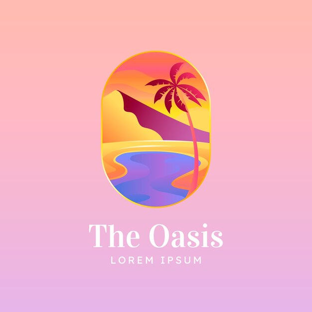 Дизайн логотипа градиентного оазиса