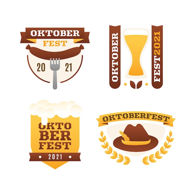 Collezione di distintivi dell'oktoberfest sfumato