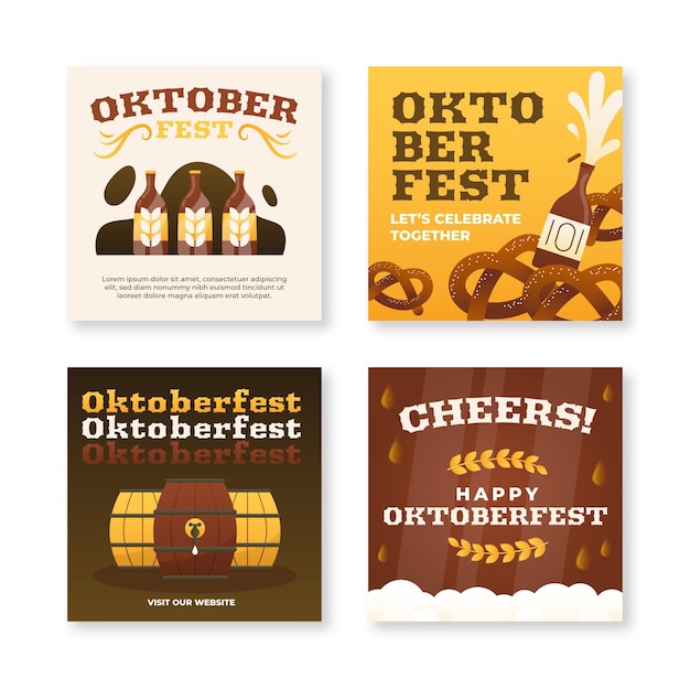 Vettore gratuito raccolta di post instagram oktoberfest sfumata