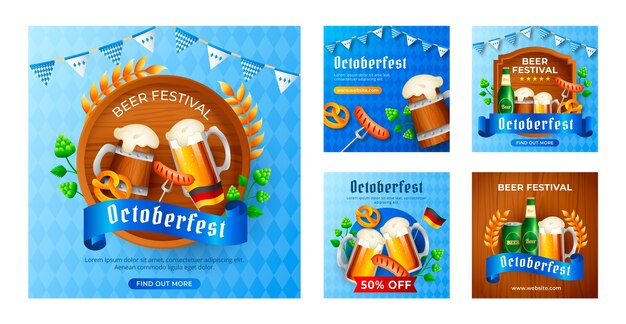 Gradient oktoberfest instagram posts collection