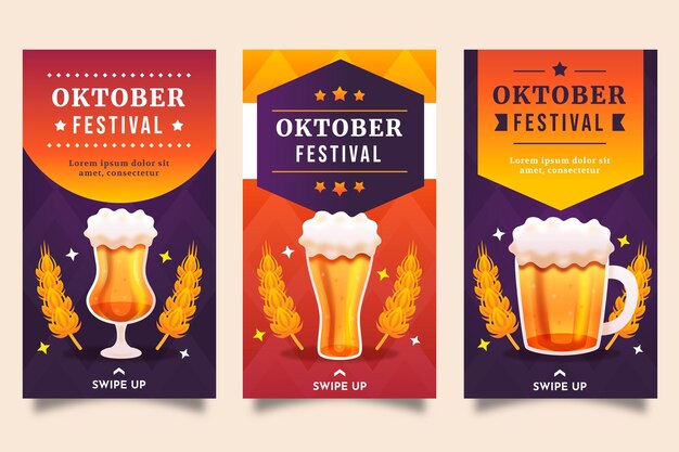 Free vector gradient oktoberfest instagram stories collection