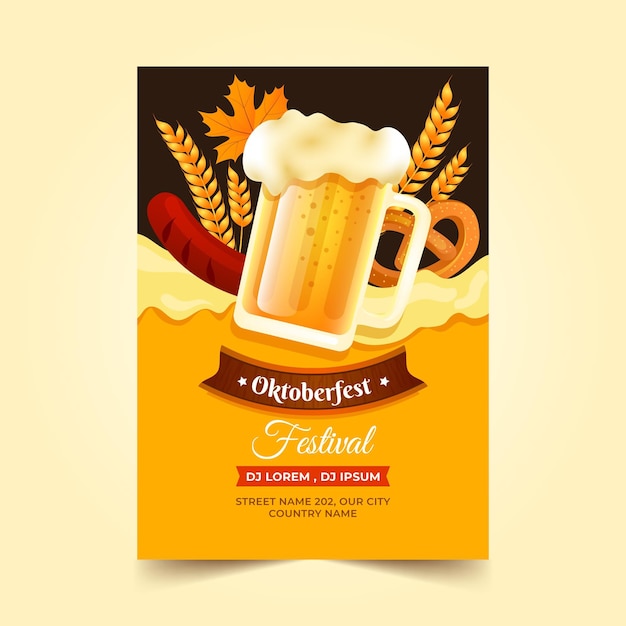 Vettore gratuito modello di volantino verticale oktoberfest sfumato