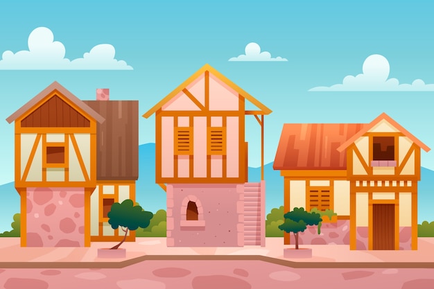 Free vector gradient old village illustration