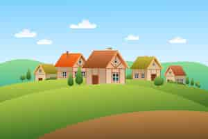 Free vector gradient old village illustration